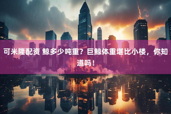 可米隆配资 鲸多少吨重?巨鲸体重堪比小楼,你知道吗!